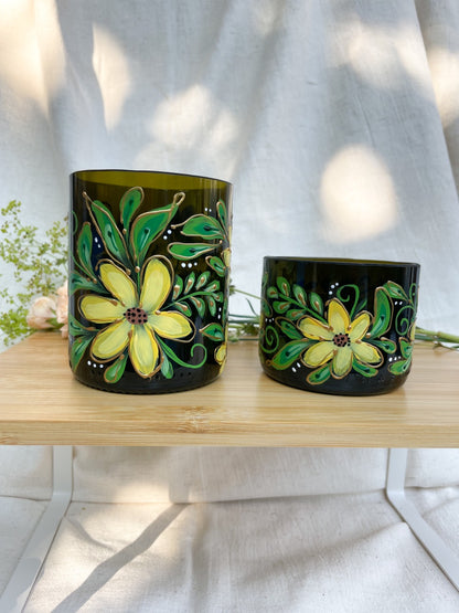 Handpainted wine bottle cup - big