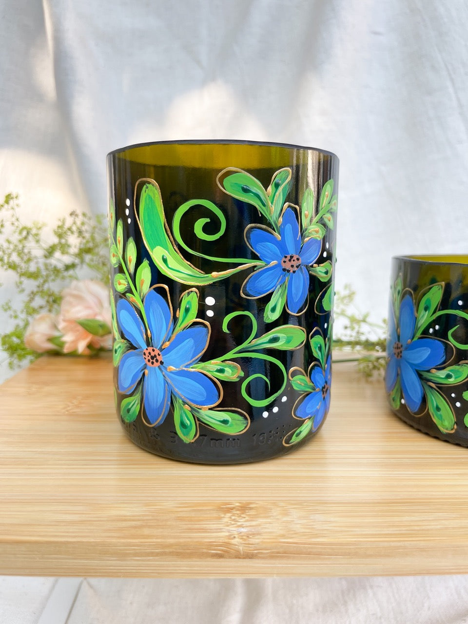 Handpainted wine bottle cup - big