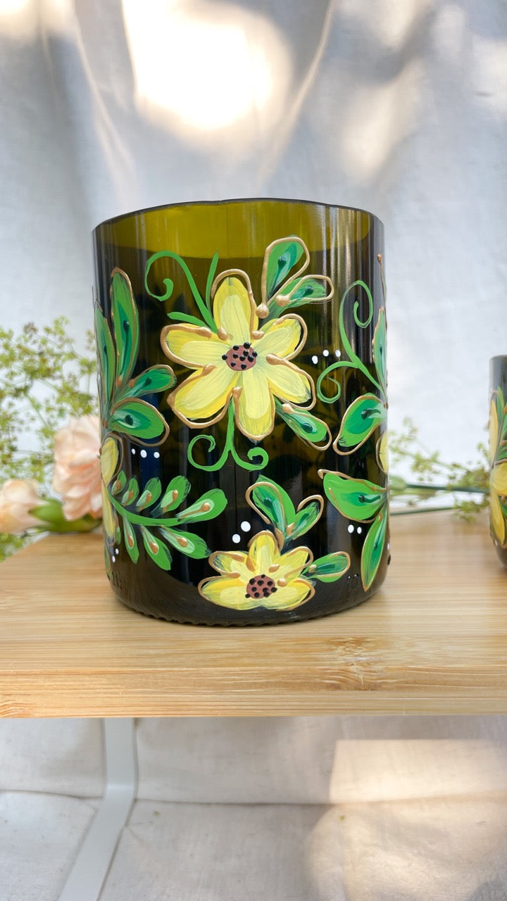 Handpainted wine bottle cup - big