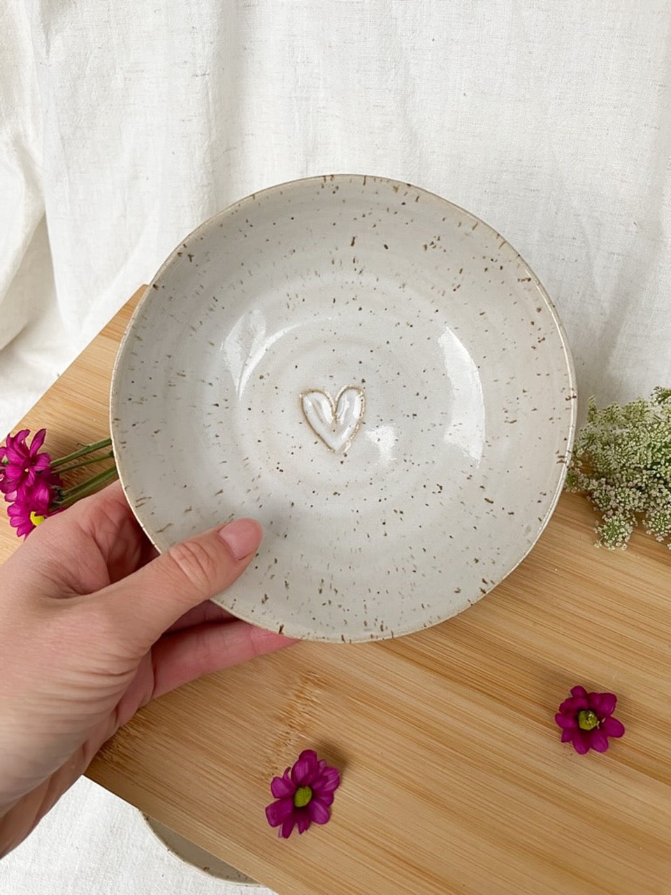 Small Snack Bowl - White heart