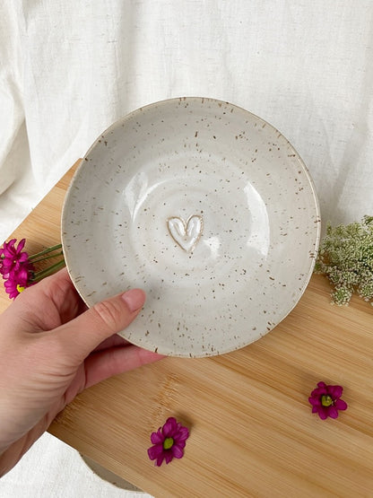 Small Snack Bowl - White heart