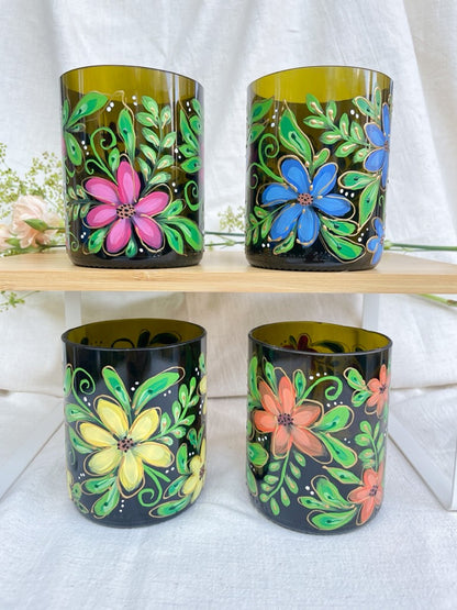 Handpainted wine bottle cup - big