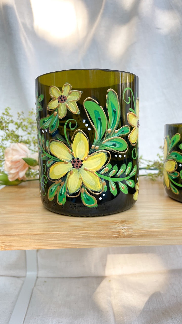 Handpainted wine bottle cup - big