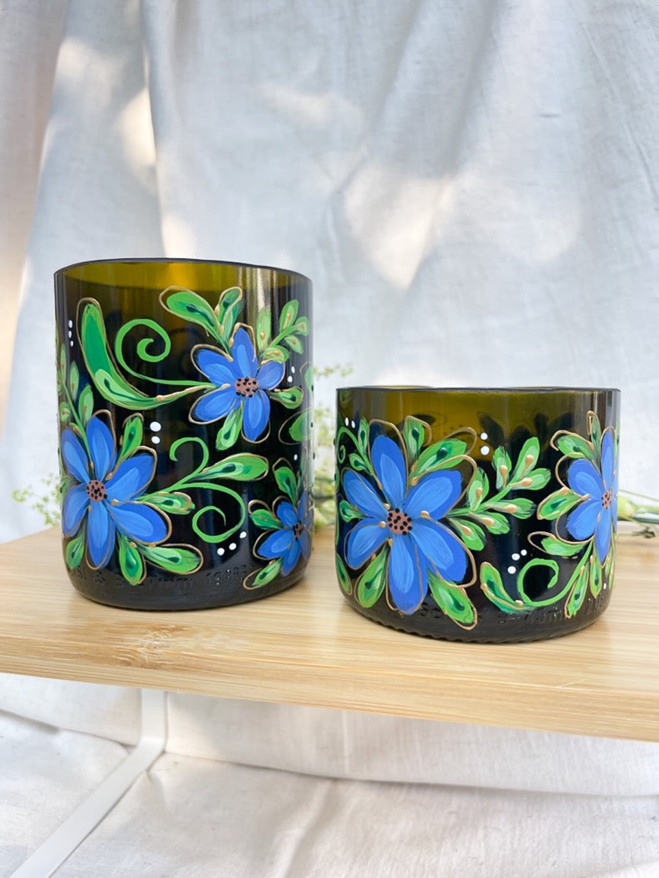 Handpainted wine bottle cup - big